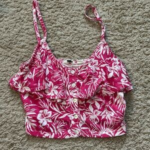 Floral Roxy Crop Tank Top Womens Size XS